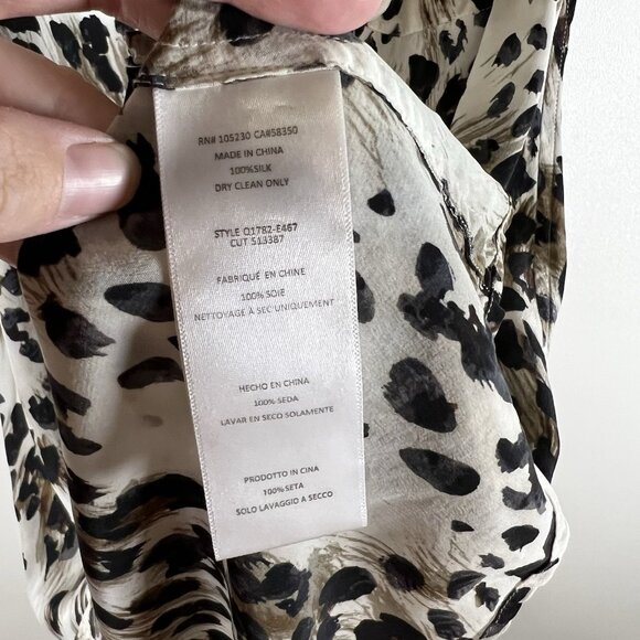 Equipment Femme Women's Silk Crepe Leopard Collared Shirt Sz XS Animal Print - Picture 6 of 9